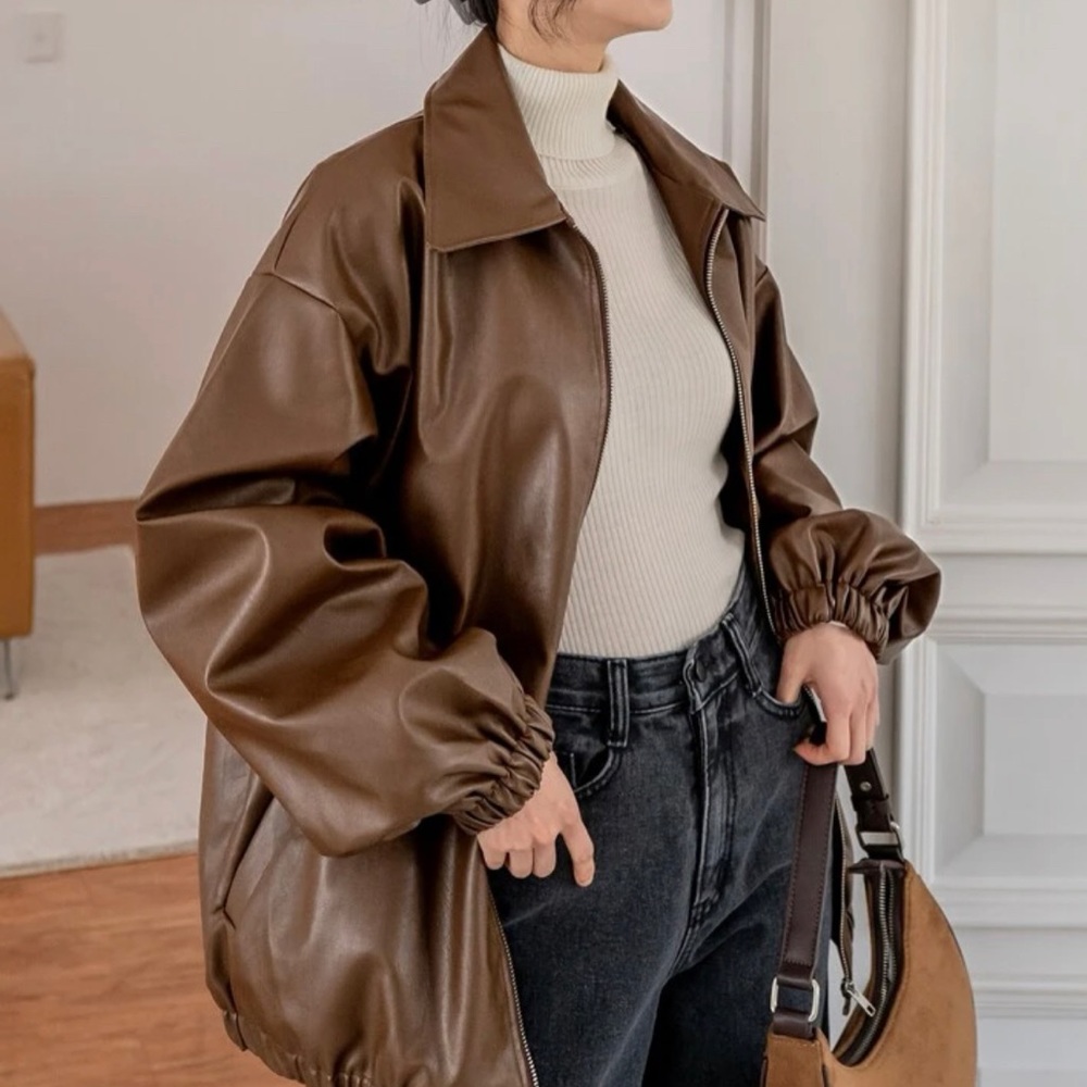 oversized faux leather jacket